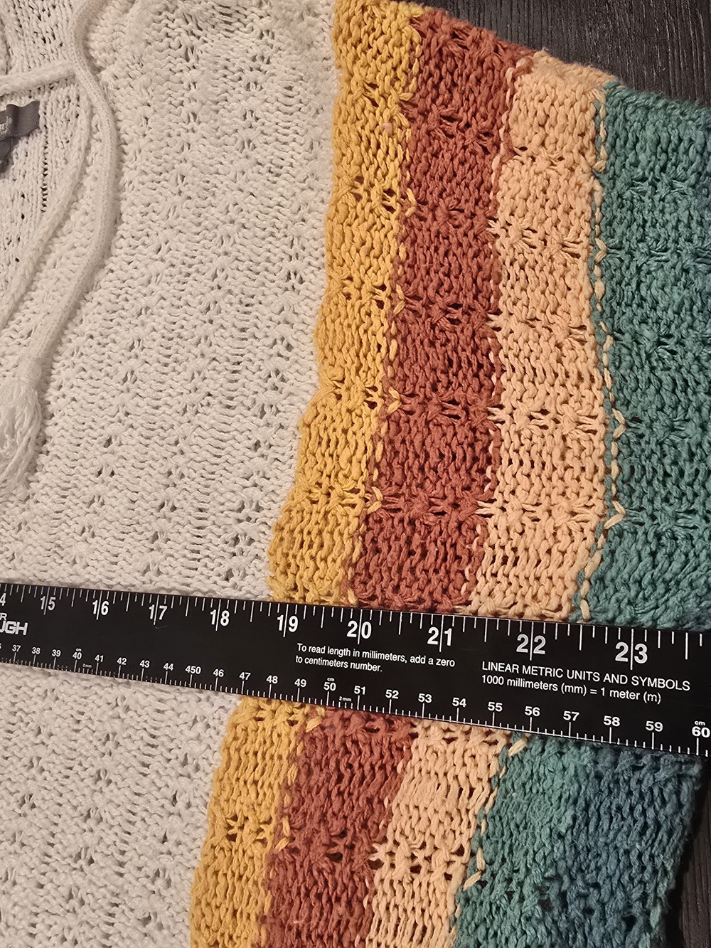 Natural Reflections Retro Stripe Open Knit Hoodie Sweater – Size Medium. - Picture 7 of 8